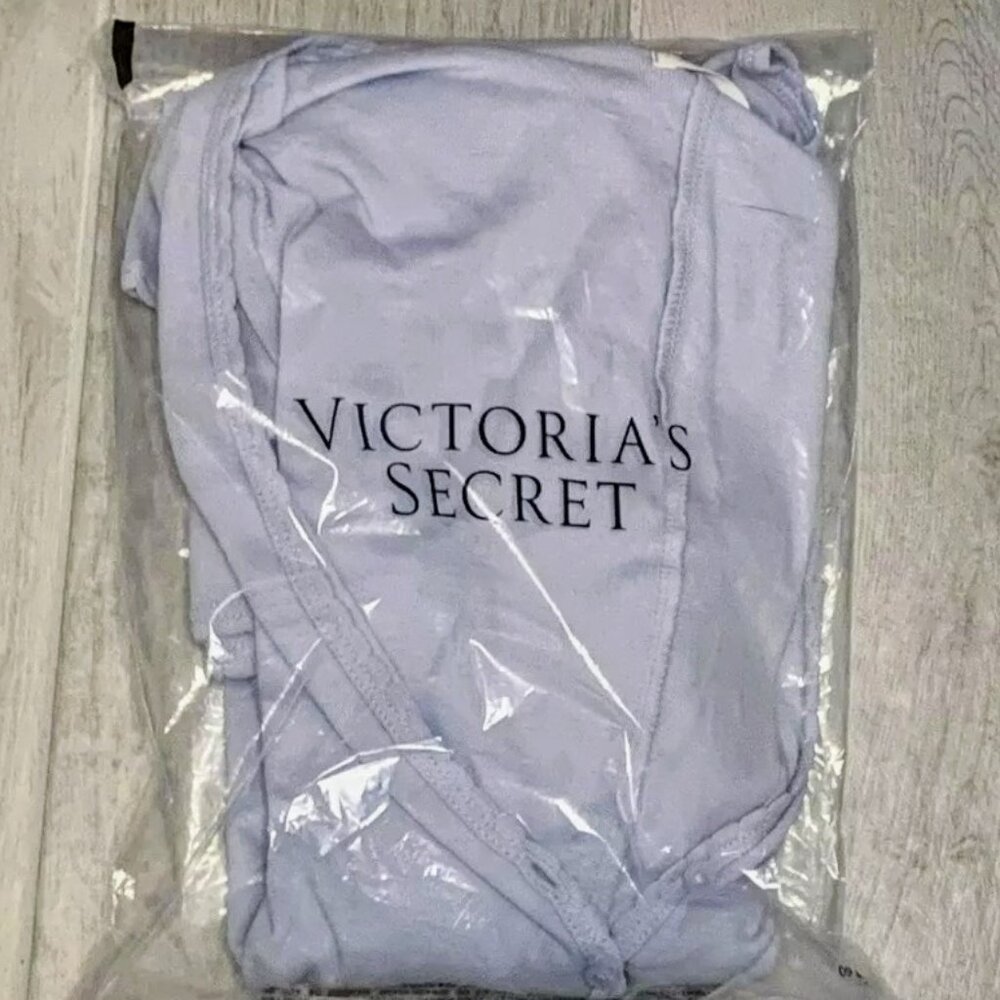 Victoria's Secret PINK Spill The Tea Cotton Henley Romper 1 pc PJ  Hydrangea Blu